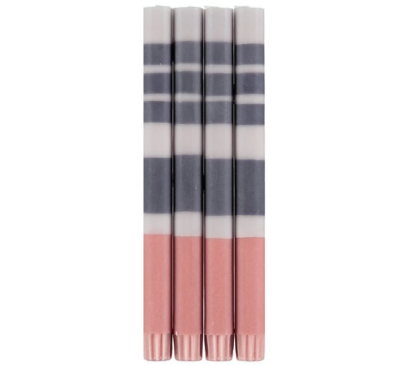 3 Colors Striped Candles: Gull Grey, Gunmetal and Rose - Joy
