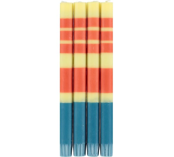 3 Colors Striped Candles: Jasmine, Rust and Petrol - Joy