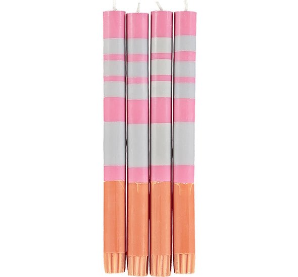 3 Colors Striped Candles: Orange, Willow and Rose - Joy