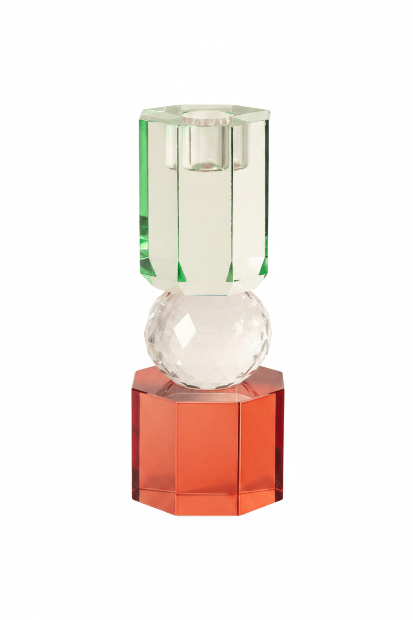 3 tier Crystal Candle Holder with center sphere - Joy