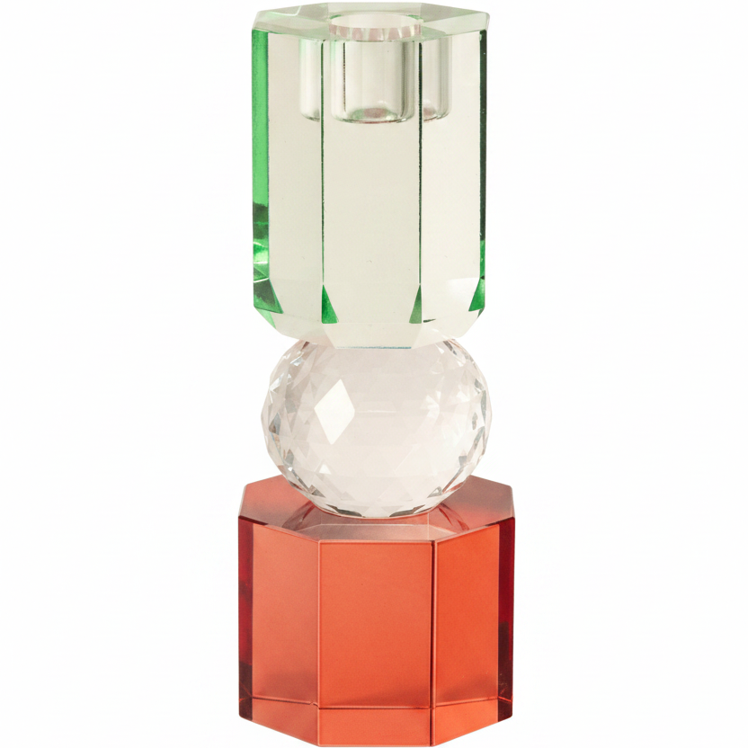 3 tier Crystal Candle Holder with center sphere - Joy