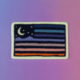 American Night Flag Chain Stitched Embroidery Patch