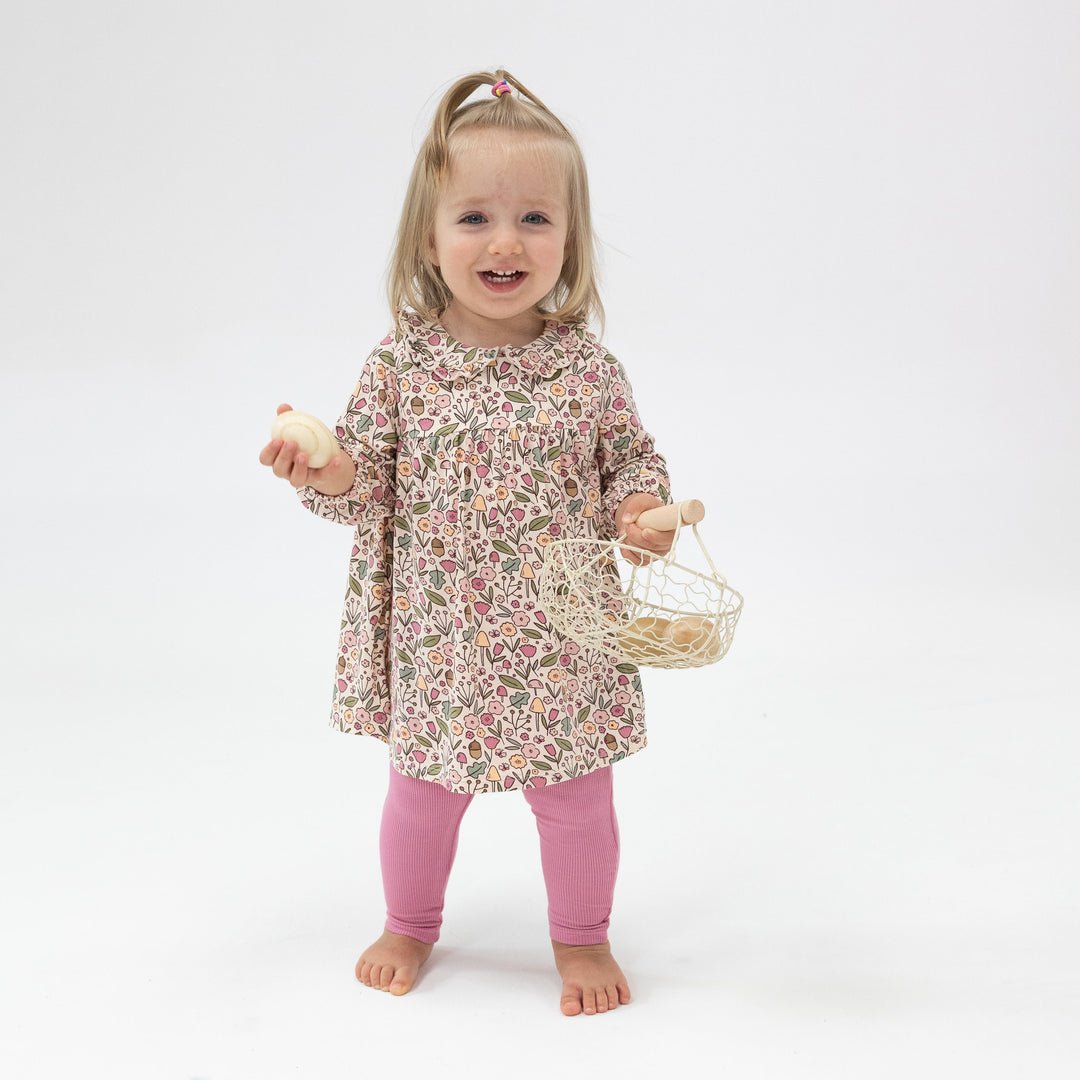 Acorn Floral - Peter Pan Ruffle Collar and Ribbed Leggings - Joy