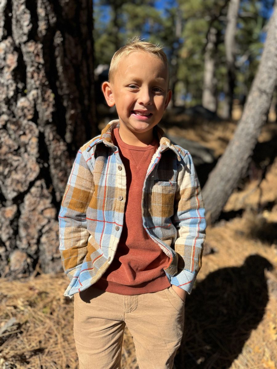 ADVENTURER Beige/Brown Plaid Sherpa Lined Shirt - Boys - Joy