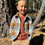 ADVENTURER Beige/Brown Plaid Sherpa Lined Shirt - Boys - Joy