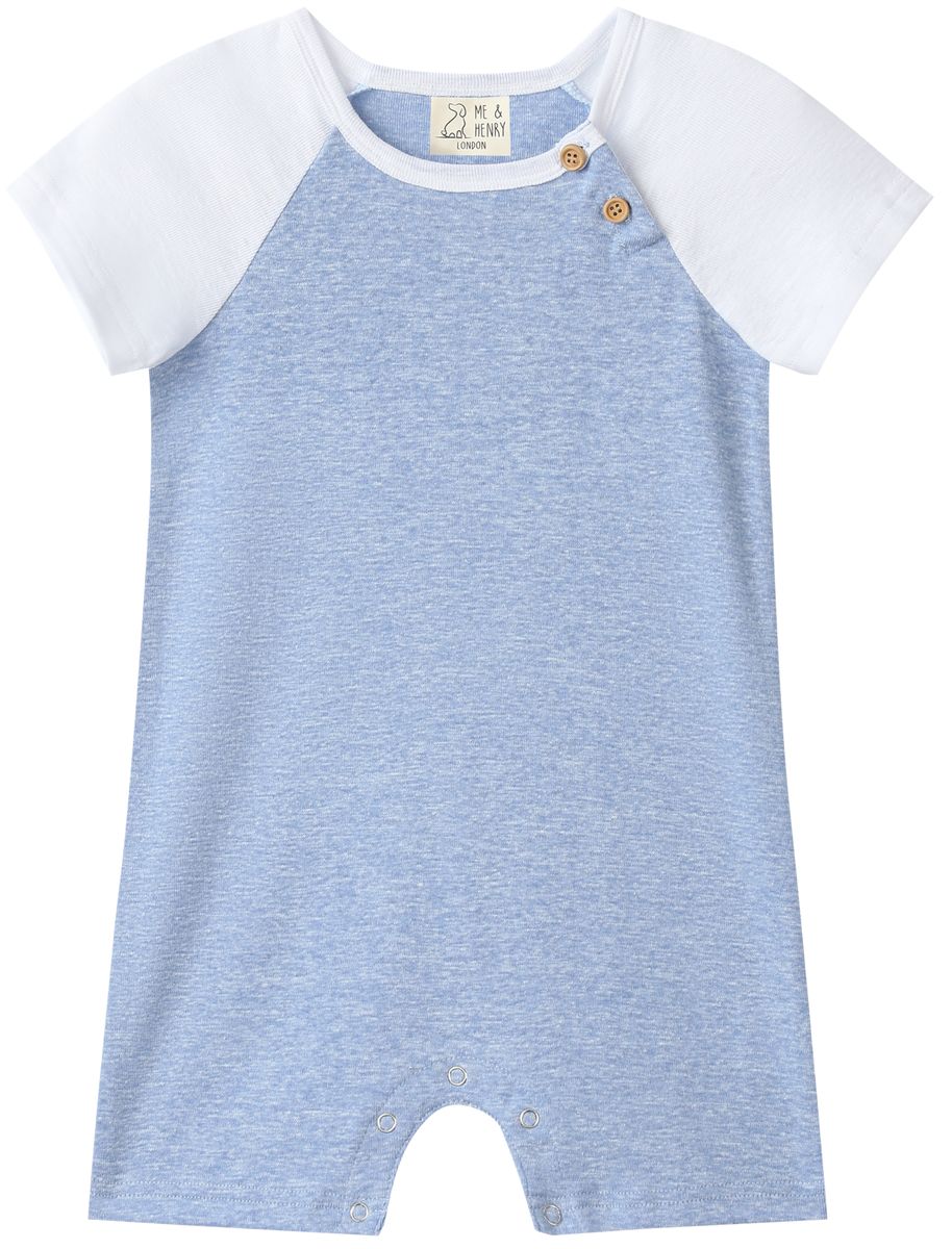 AFLOAT Heathered Chambray Raglan Romper - Joy