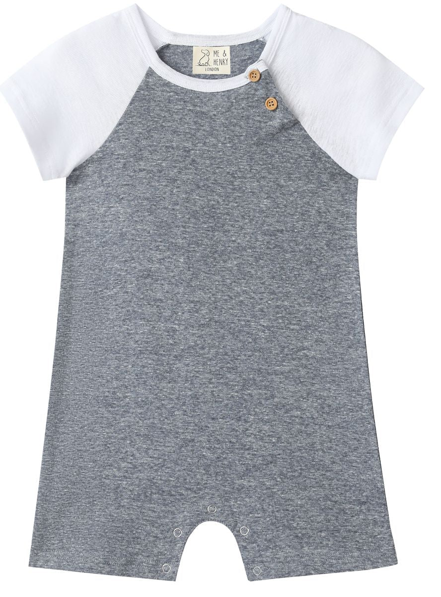 AFLOAT Heathered Navy Raglan Romper - Joy