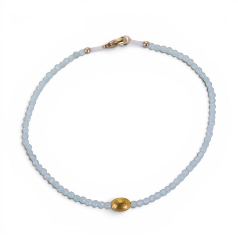 Aquamarine + 18KT Beaded Bracelet - Joy Gift Shoppe