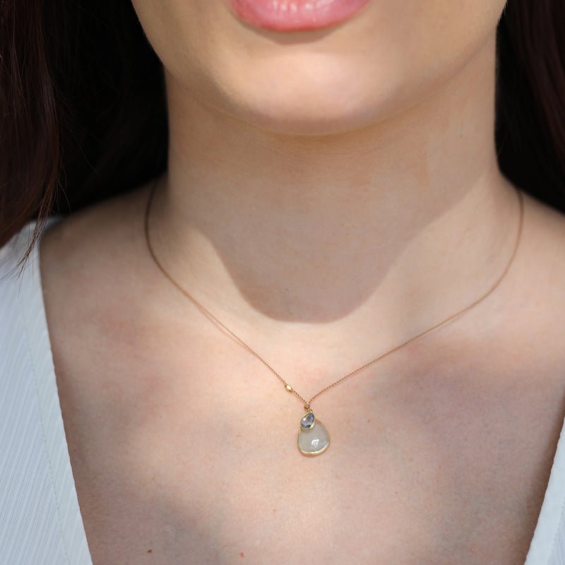 Aquamarine/Sapphire Slice Necklace - Joy Gift Shoppe