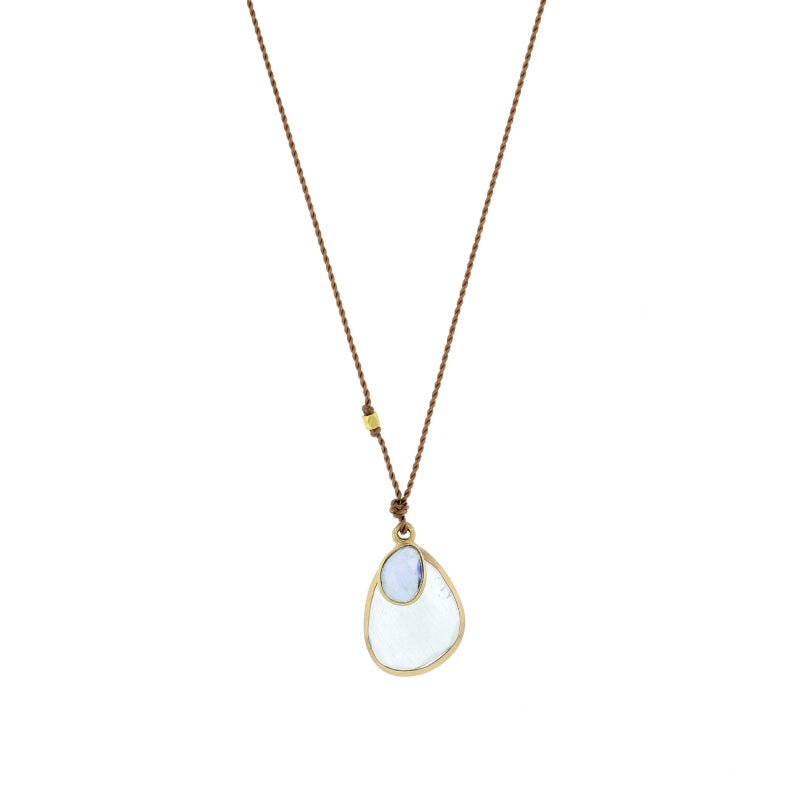 Aquamarine/Sapphire Slice Necklace - Joy Gift Shoppe