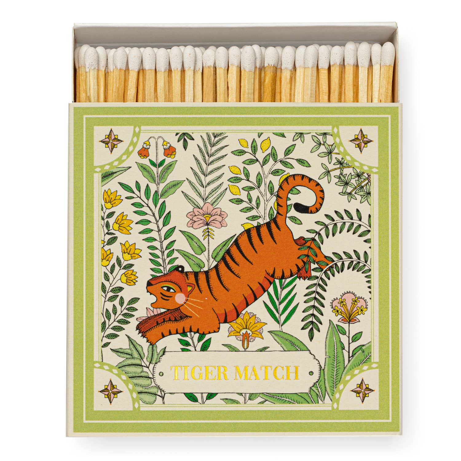 Ariane's Green Tiger | Square - Safety Matches - Joy