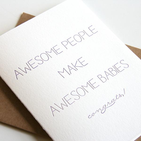 Awesome Babies - Letterpress New Baby Parents Congrats Card - Joy
