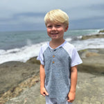 BEACON Heathered Navy Raglan Henley - Joy