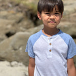 BEACON White/Chambray Raglan Henley - Joy