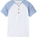 BEACON White/Chambray Raglan Henley - Joy