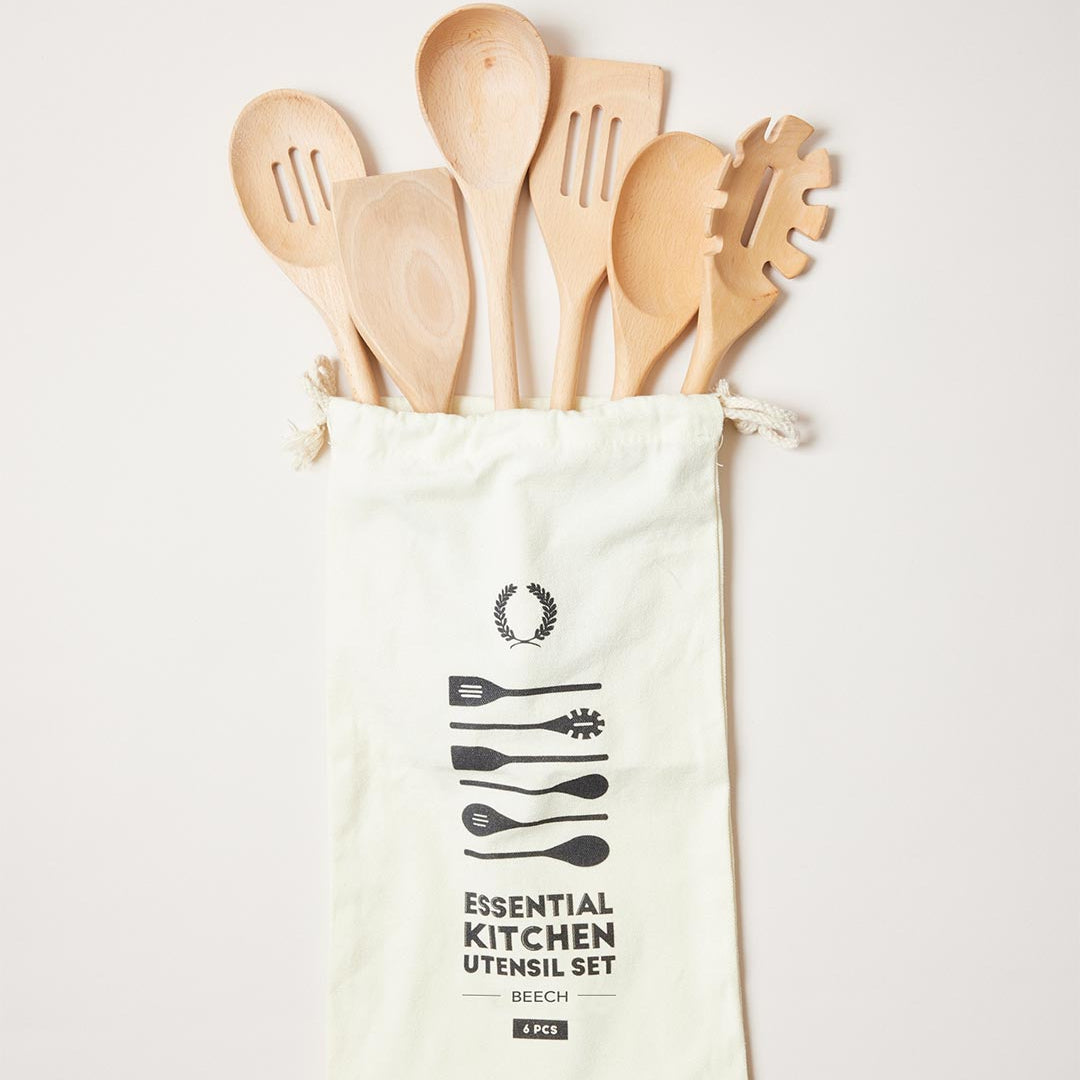 Beech Essential Kitchen Utensils - Set of 6 - Joy