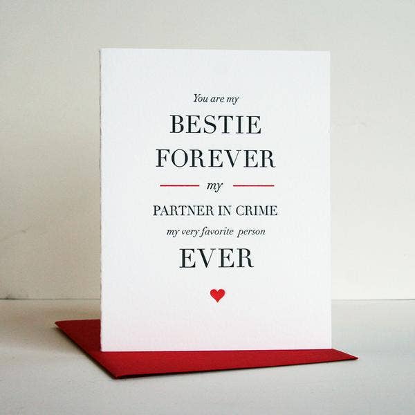 Besties Forever - Friendship Love and Valentine Anniversary Card - Joy