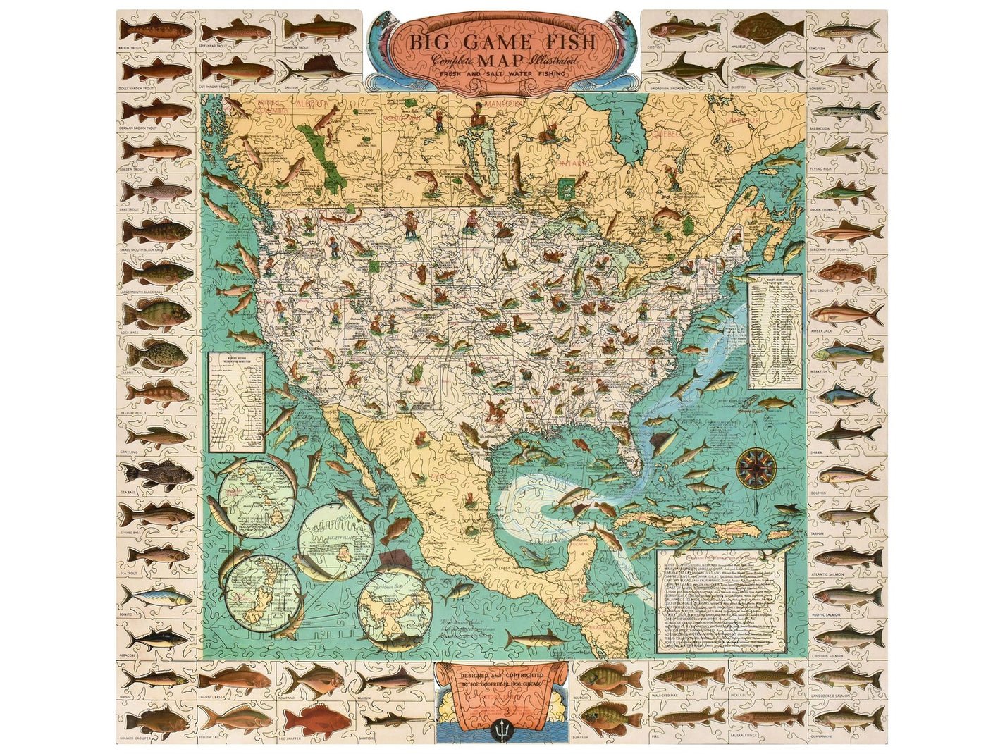 Big Game Fish Map Liberty Puzzle - Joy