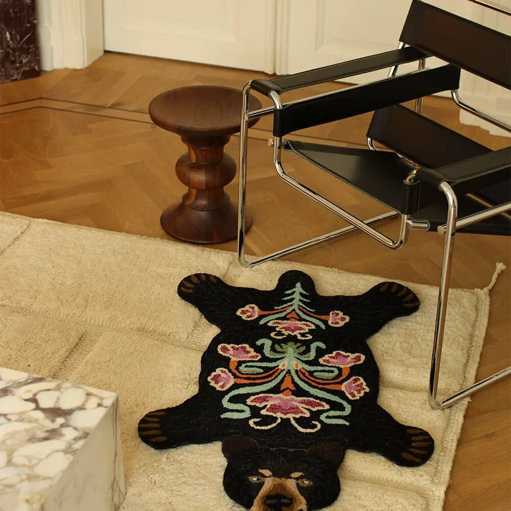 Blooming Black Bear Rug - Joy