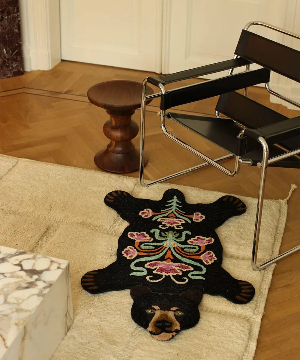 Blooming Black Bear Rug - Joy