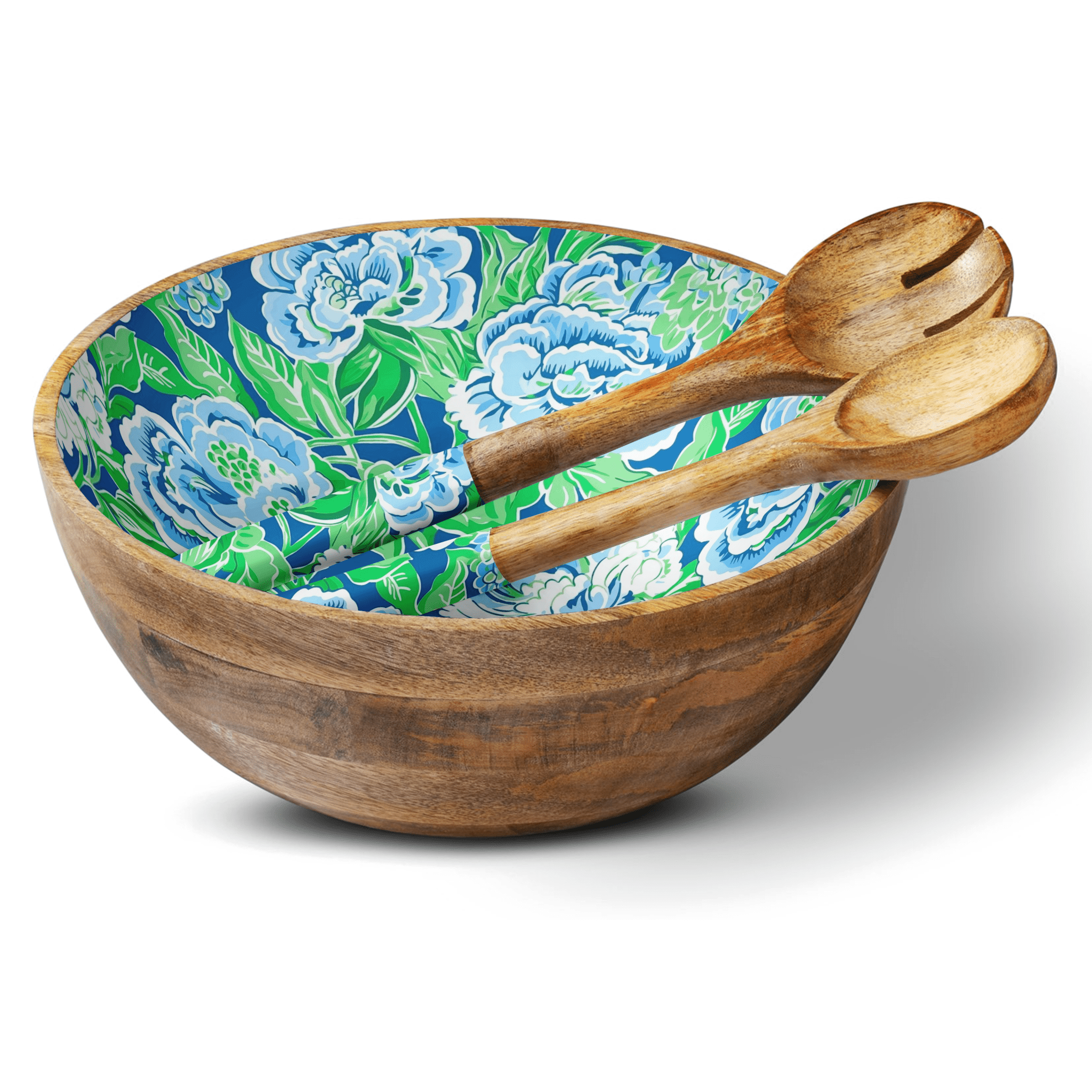 Blue and Green Floral 12" Decorative Bowl - Joy