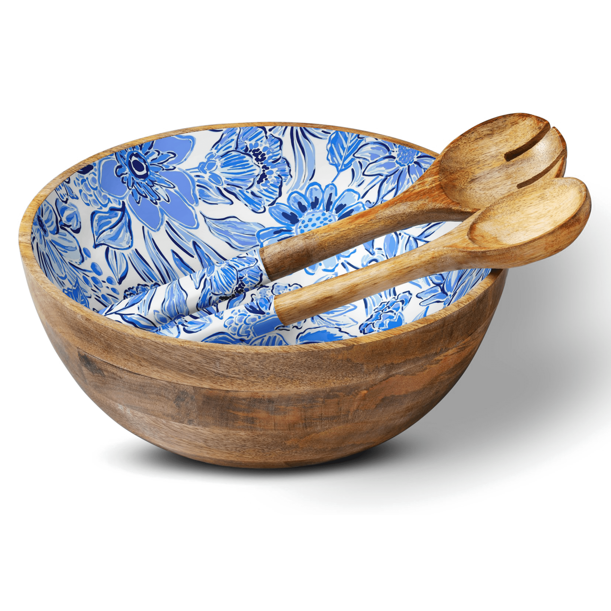 Blue Floral 12" Decorative Bowl - Joy