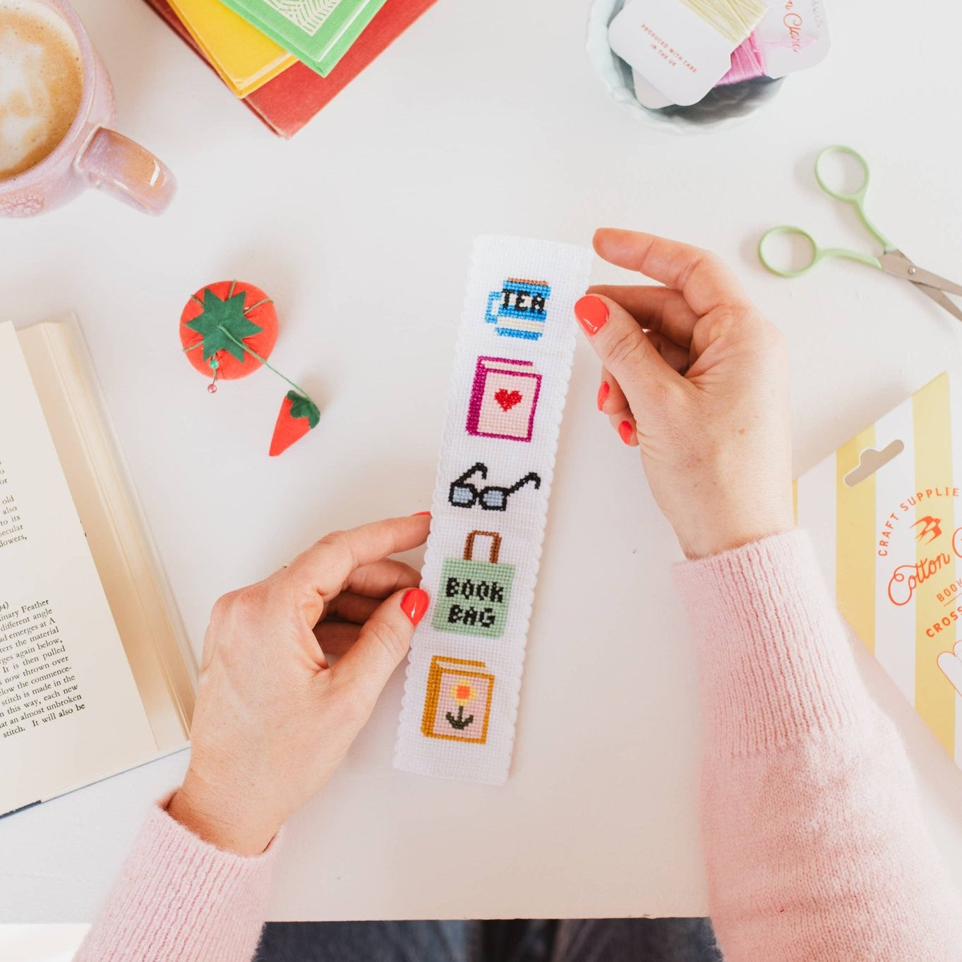 Bookish Counted Cross Stitch Bookmark Kit Beginner Friendly - Joy