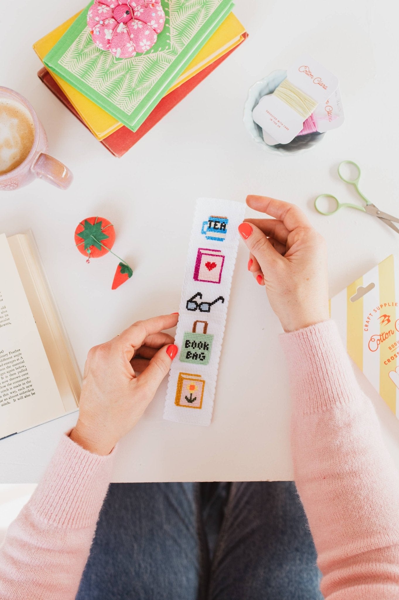 Bookish Counted Cross Stitch Bookmark Kit Beginner Friendly - Joy