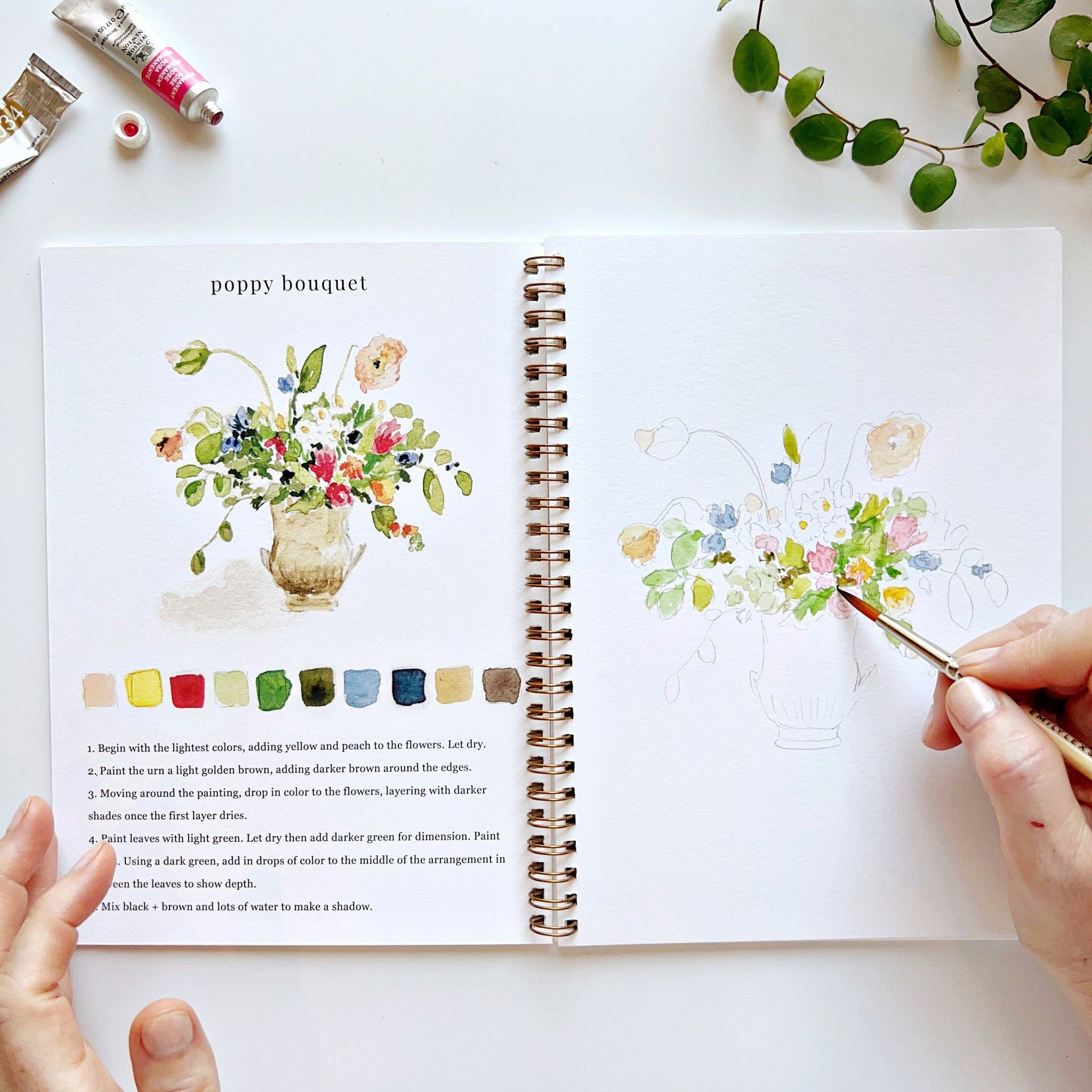 Bouquets watercolor workbook - Joy