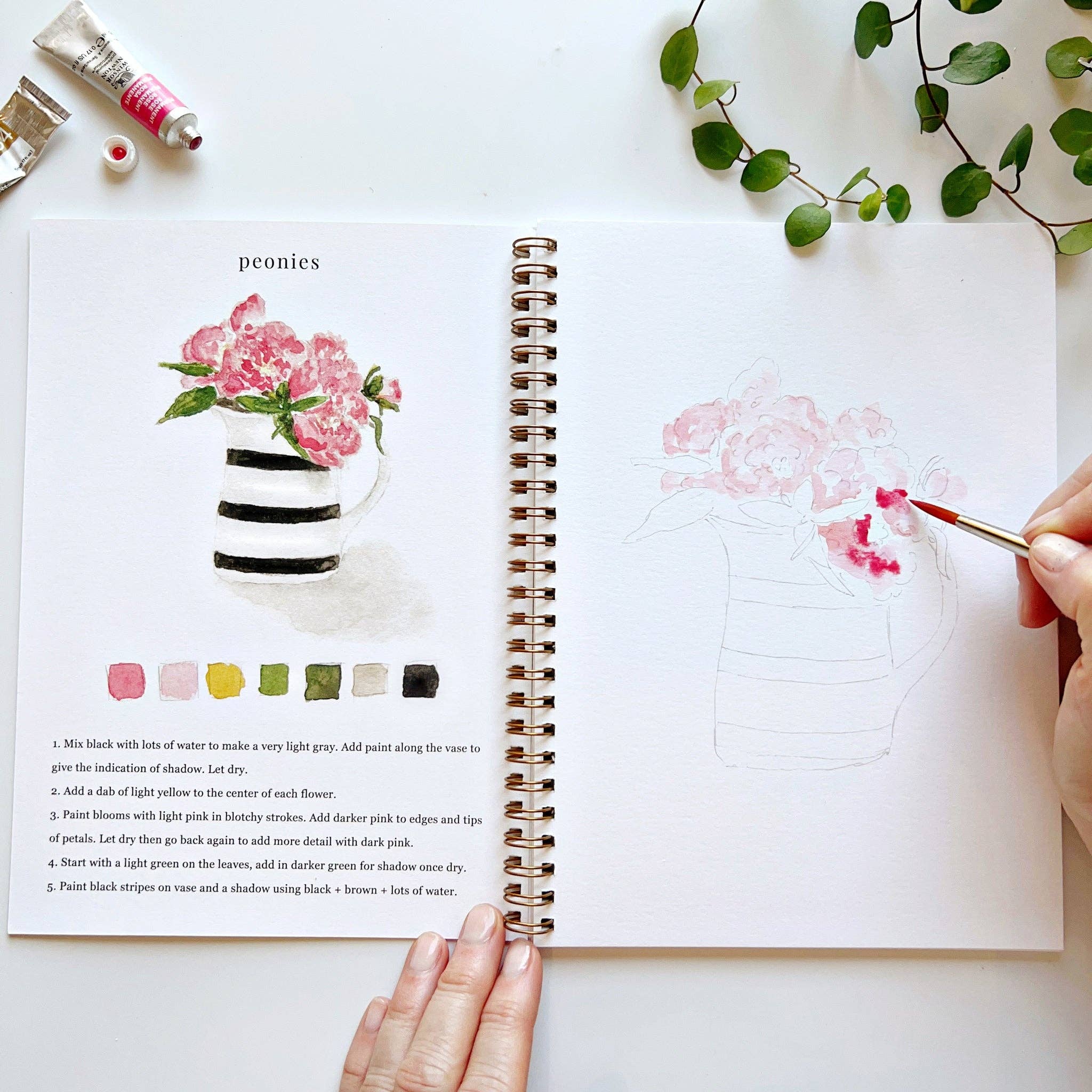 Bouquets watercolor workbook - Joy