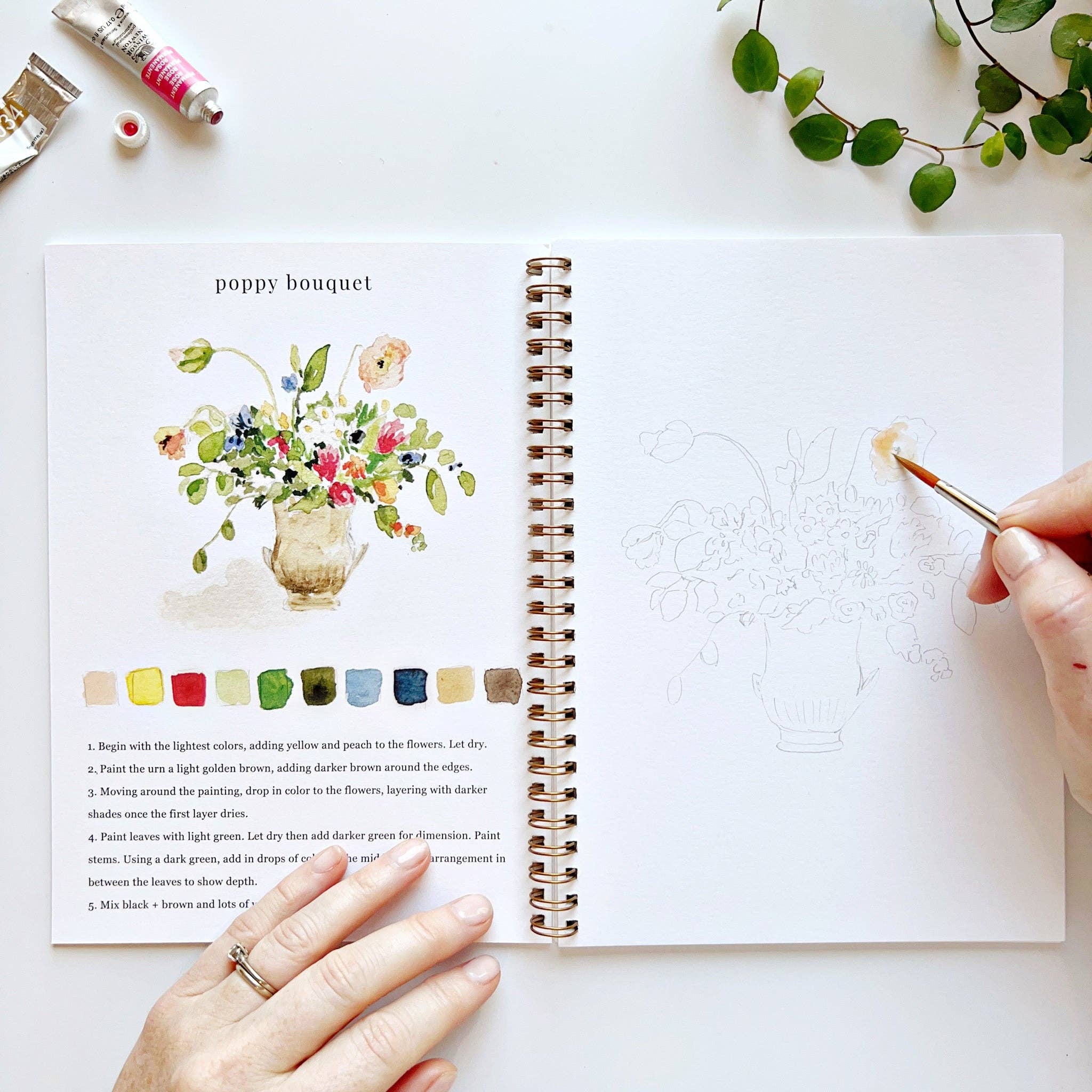 Bouquets watercolor workbook - Joy