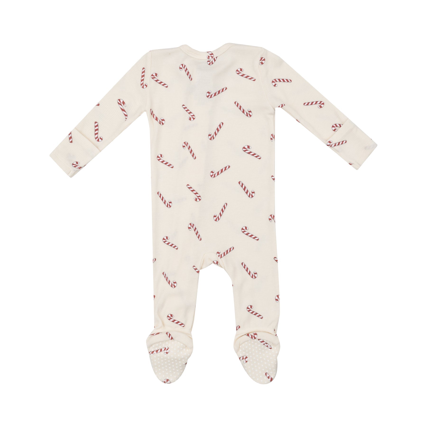 Candy Canes Zipper Footie - Joy