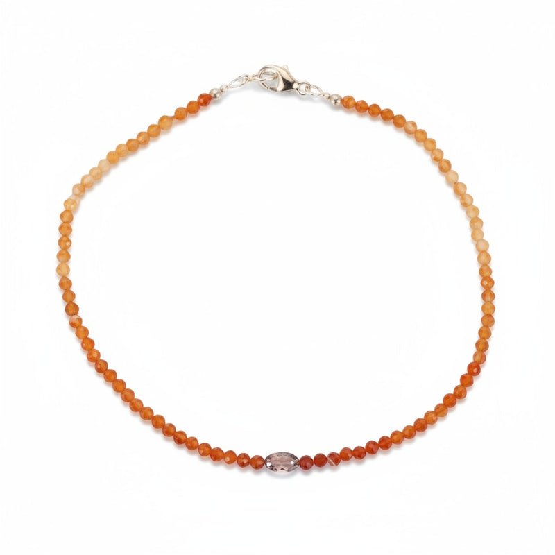 Carnelian + Diamond Beaded Bracelet - Joy Gift Shoppe