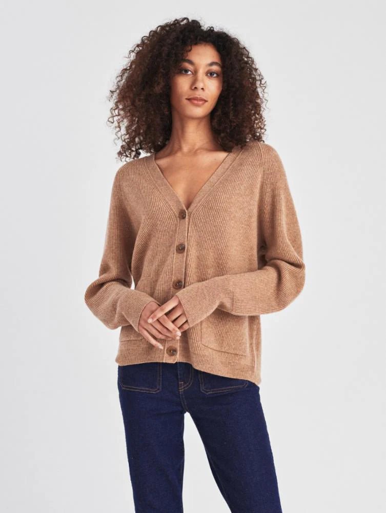 Cashmere Ribbed Boyfriend Cardigan - Joy