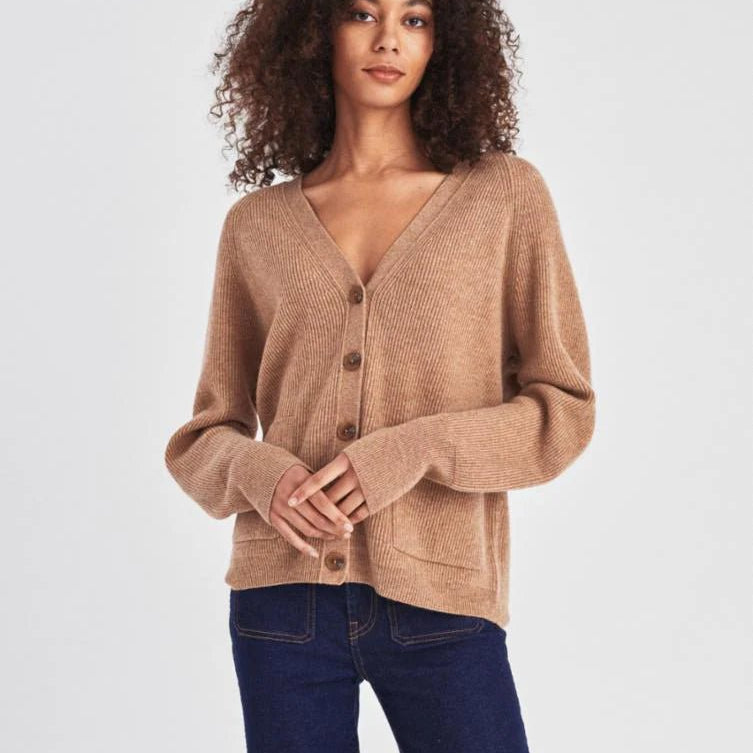 Cashmere Ribbed Boyfriend Cardigan - Joy