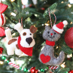 Cat Felt Wool Christmas Ornament - Joy