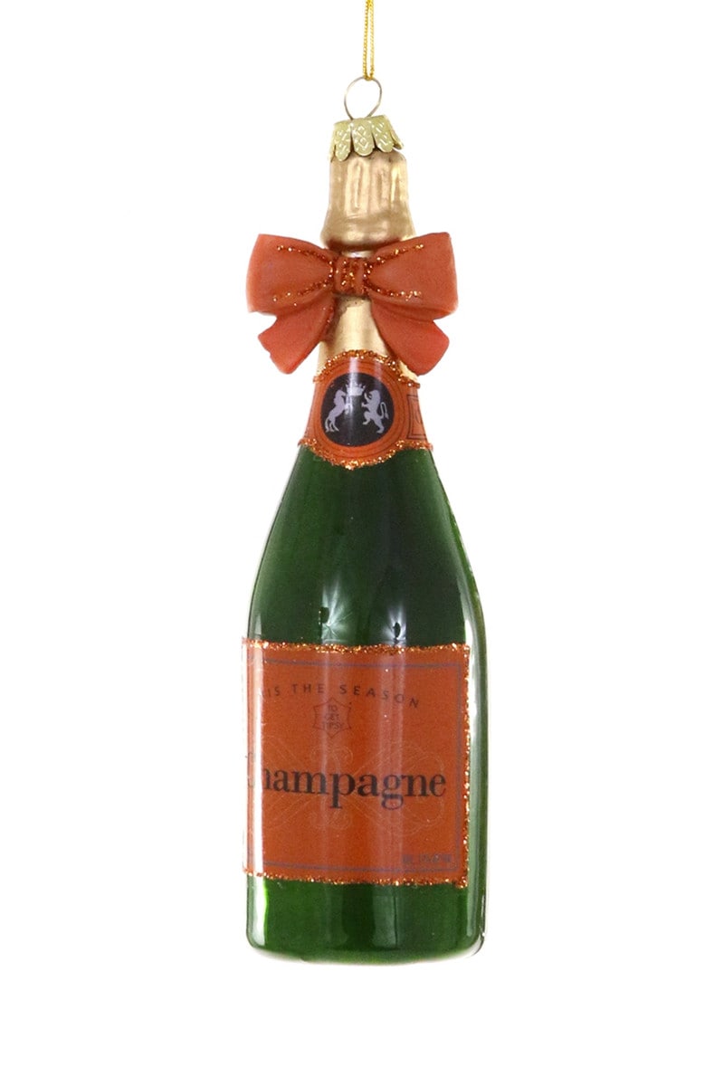 Champagne with Orange Bow Ornament - Joy