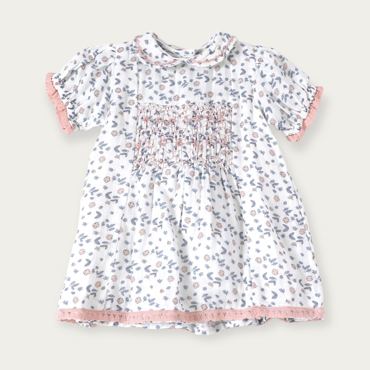 Charlotte Floral Hand - Smocked Baby Dress + Bloomer - Joy