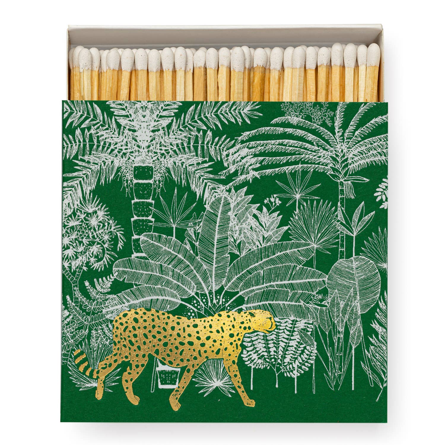 Cheetah in Jungle (Green) | Square - Safety Matches - Joy