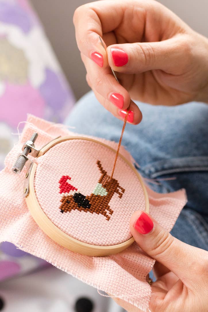 Christmas Dachshund Cross Stitch Kit - Joy