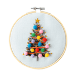 Christmas Tree Embroidery Hoop Kit: Oatmeal - Joy