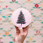 Christmas Tree Embroidery Hoop Kit: Oatmeal - Joy