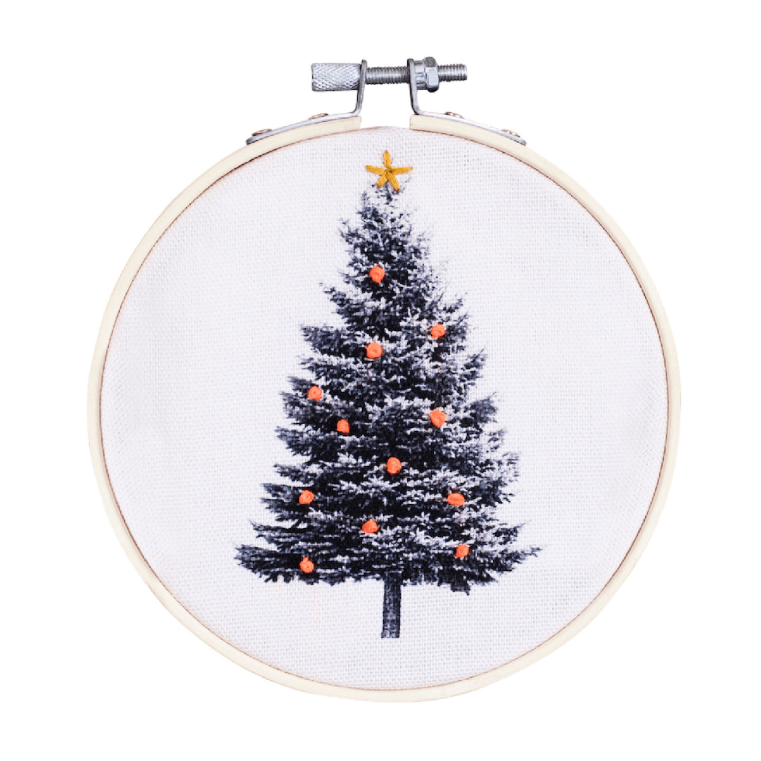 Christmas Tree Embroidery Hoop Kit: Oatmeal - Joy
