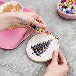 Christmas Tree Embroidery Hoop Kit: Oatmeal - Joy