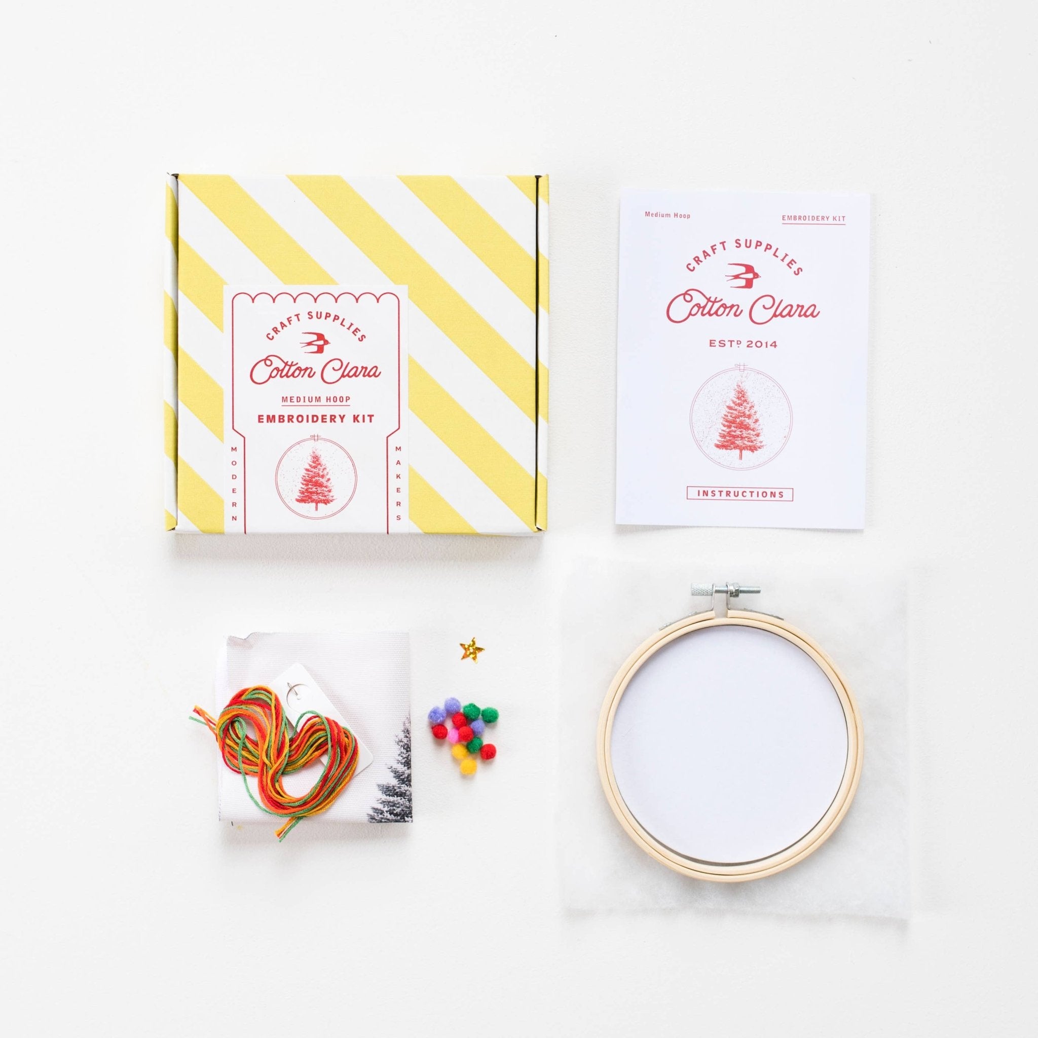 Christmas Tree Embroidery Hoop Kit: Oatmeal - Joy