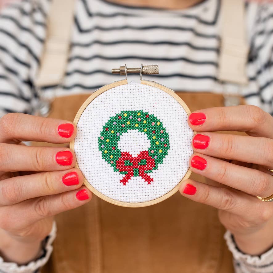 Christmas Wreath Cross Stitch Kit - Joy