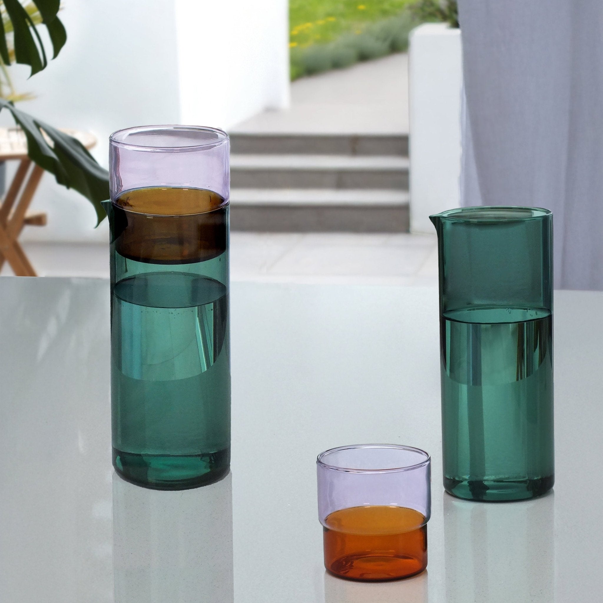 Color Stack Carafe - Teal/Amber/Violet - Joy Gift Shoppe