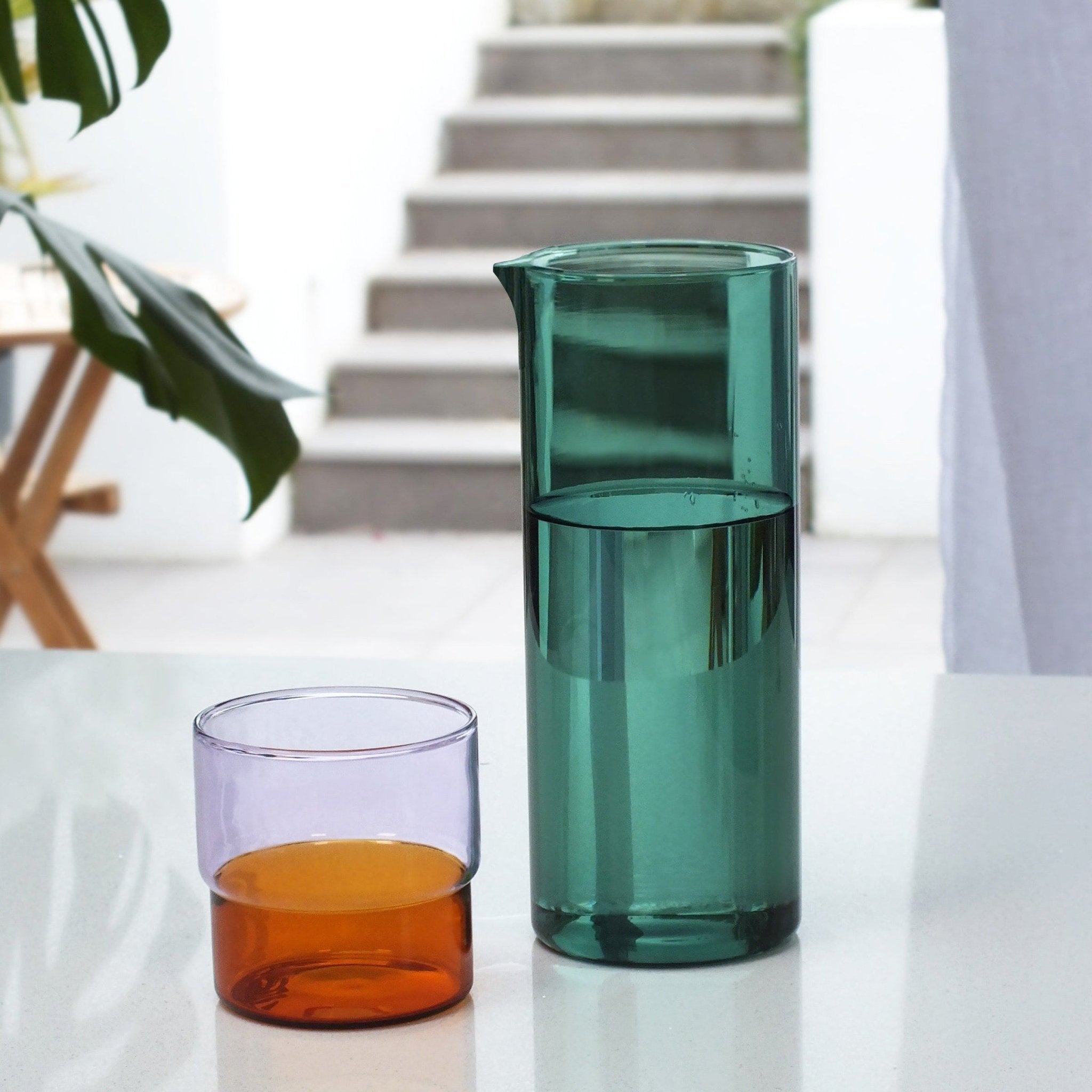 Color Stack Carafe - Teal/Amber/Violet - Joy Gift Shoppe