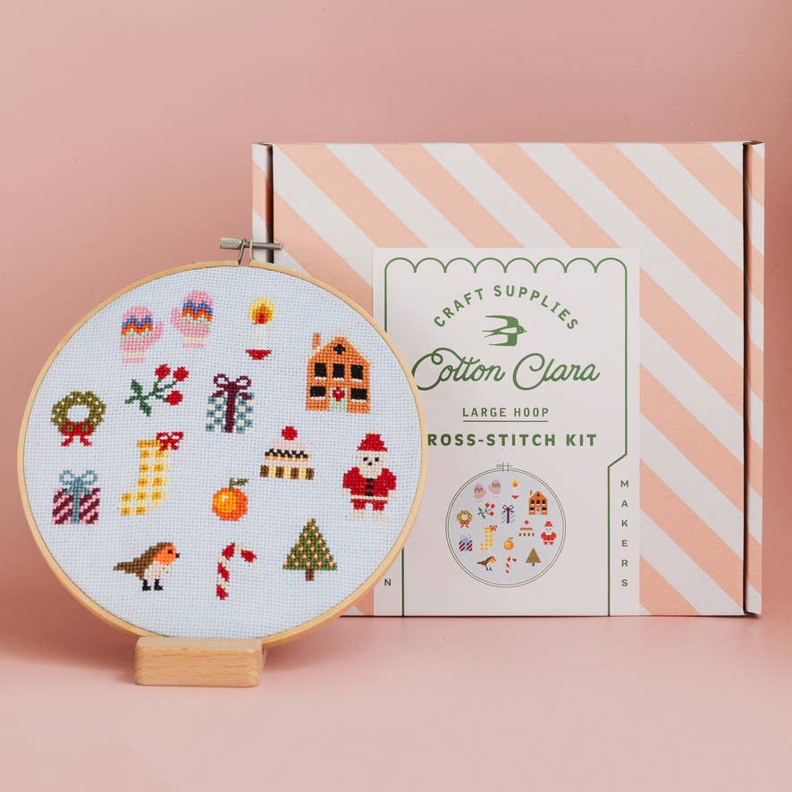 Colorful Beginner Christmas Cross Stitch Kit - Joy