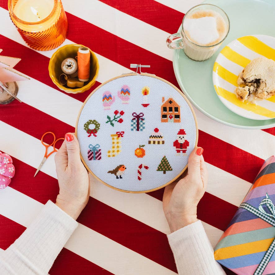 Colorful Beginner Christmas Cross Stitch Kit - Joy